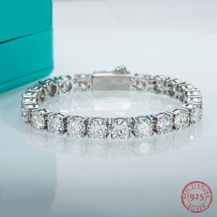 AnuJewel Moissanite Pulseira De Tênis De Diamante Para Homens, 925 Pulseiras De Casamento De Prata Esterlina, D Cor, Atacado, 6.5mm, 23-29ctw