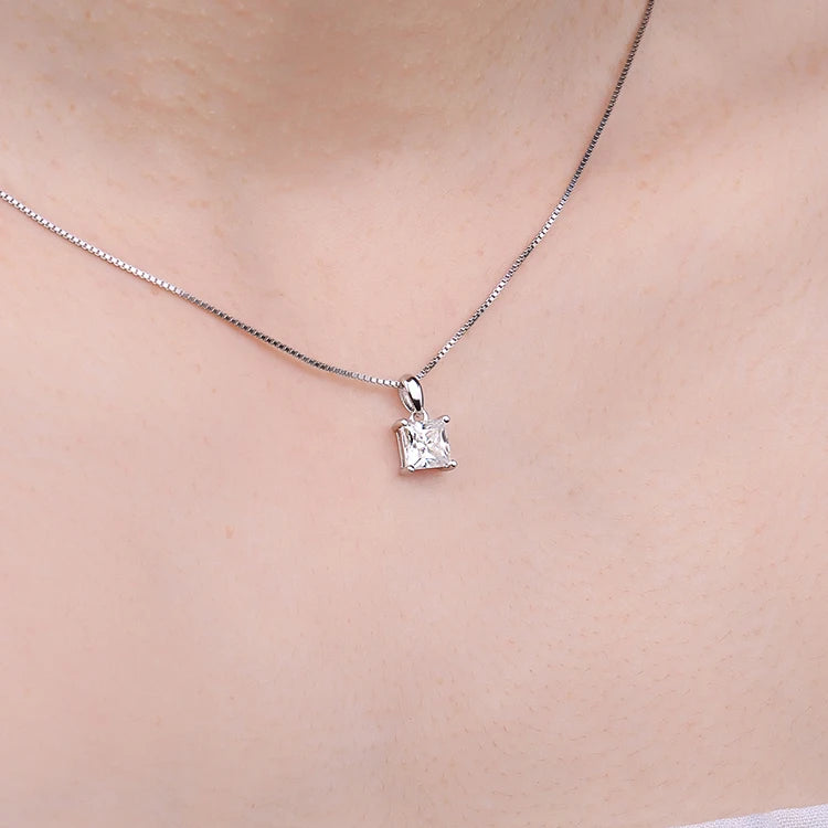 JewelryPalace Princesa 925 Sterling Silver Colar de Pingente para Mulheres, Menina Sem Cadeia Moda, Presente de Aniversário, 5A CZ 1ct