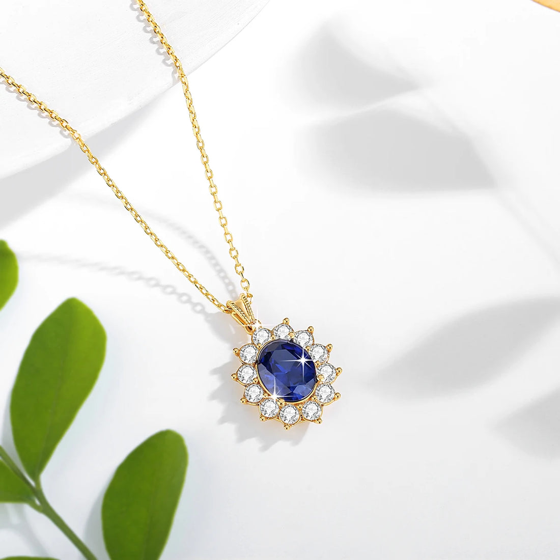Szjinao colar de ouro corindo azul real 18k com certificado feminino princesa kate pingente k joias de ouro au750 selo presente de casamento