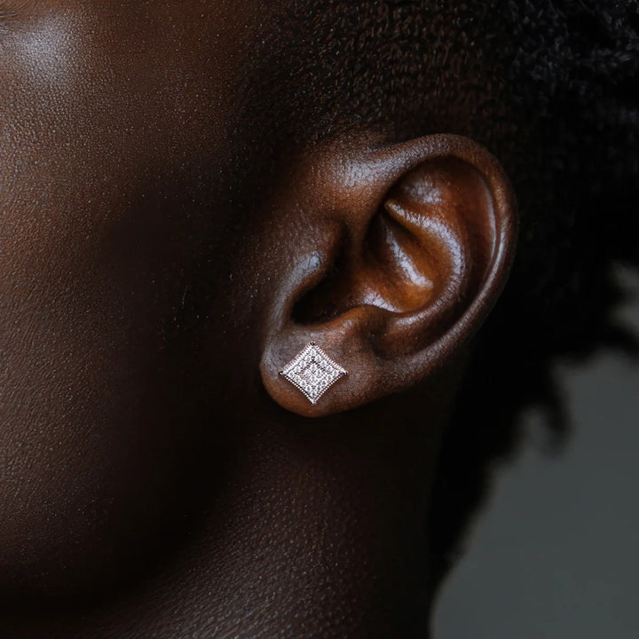 Anujewel brincos de moissanite quadrado rock, prata esterlina 925, hip hop, joias de declaração em camadas brilhantes para homens e mulheres