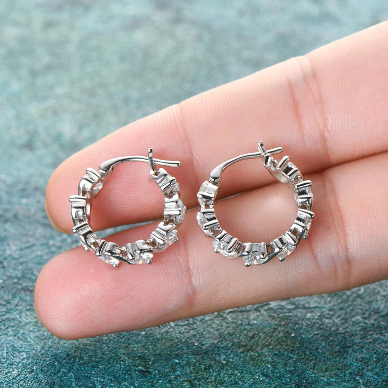 Lnngy 4.8CTTW. Brinco de moissanite de corte redondo brilhante para casais amantes temperamento espumante brincos de casamento presente jewerly