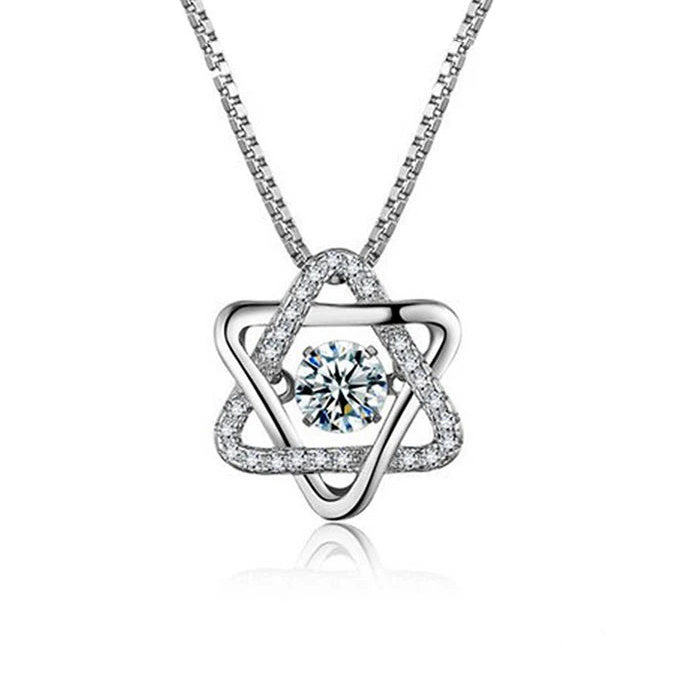 Novo delicado 925 prata esterlina estrelas zircão pingente colares moda feminina jóias hexágono strass cz charme gargantilha presente