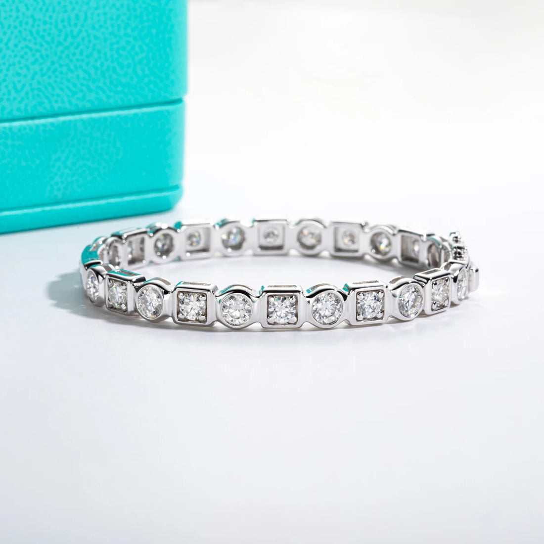 Anujewel 4.5mm d cor moissanite diamante luxuoso pulseira de prata 18k branco banhado a ouro moldura pulseiras para mulher jóias presentes