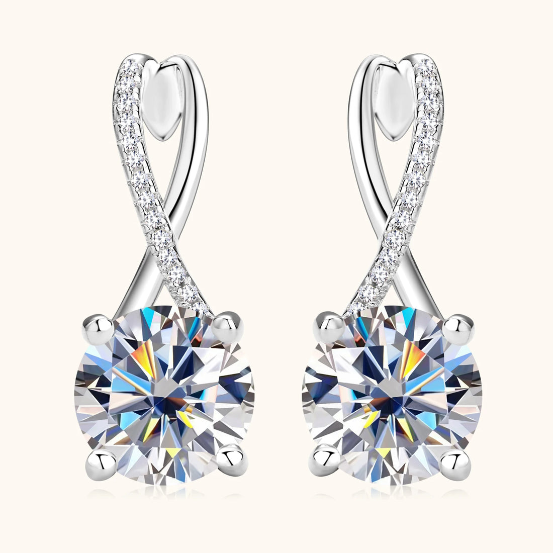 Brincos de argola banhados a ouro 18K 2 quilates Moissanite com certificados 8mm Brinco de diamante de laboratório para mulheres joias de prata 925 originais