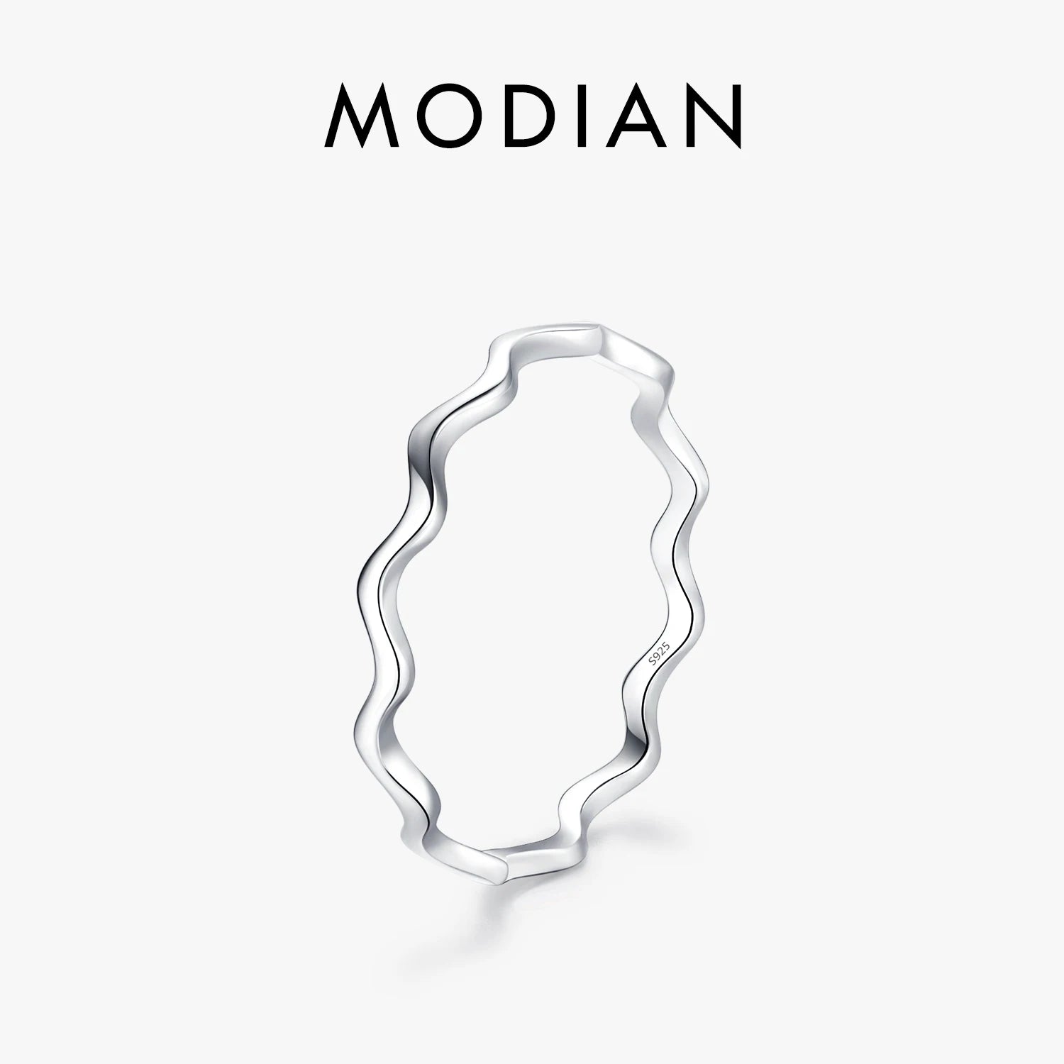 Modian 925 prata esterlina linha onda na moda anel de dedo fino simples empilhável requintado anéis para mulheres menina festa jóias presentes