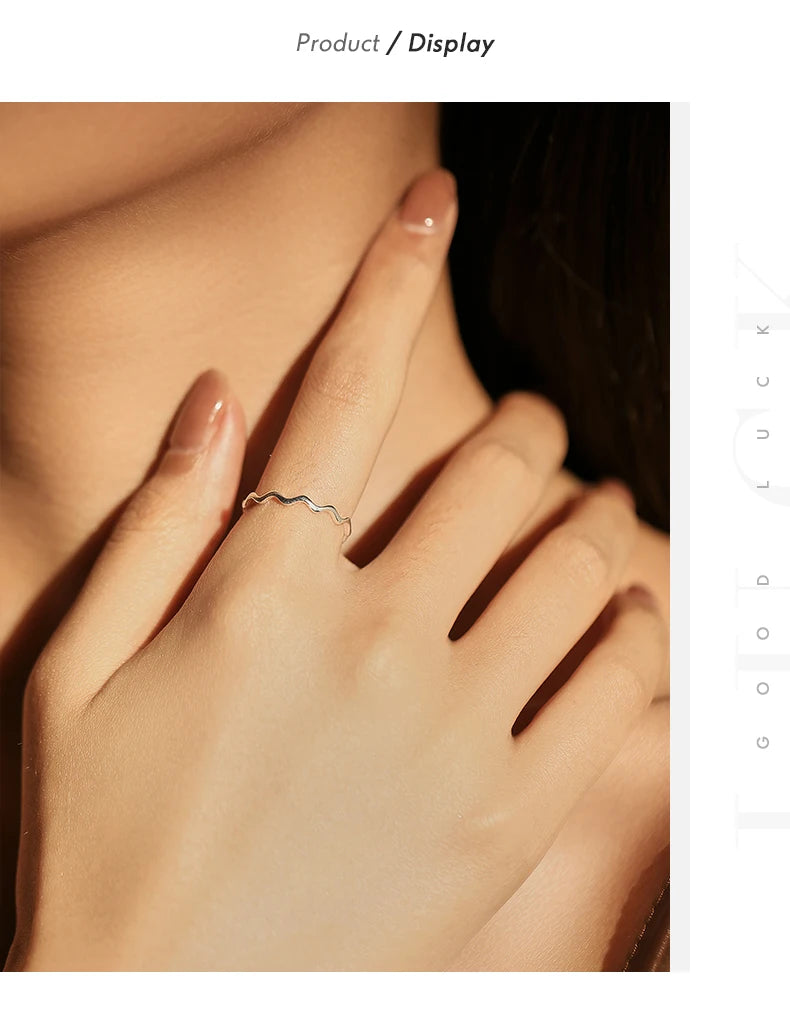 Modian 925 prata esterlina linha onda na moda anel de dedo fino simples empilhável requintado anéis para mulheres menina festa jóias presentes