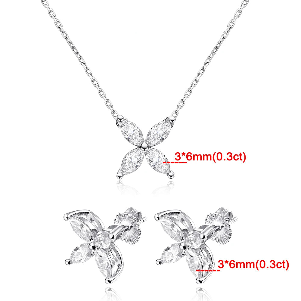 Marquise corte moissanite colar para mulher d cor vvs1 espumante laboratório diamante s925 prata rosa ouro borboleta pingente pescoço corrente