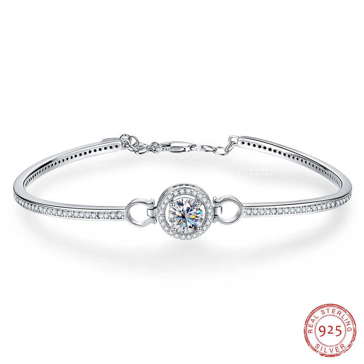 Anujewel 1ct d cor moissanite diamante pulseira de prata 18k branco banhado a ouro ajustável pulseiras para presentes da mulher