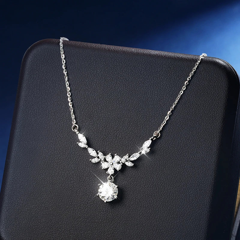 Halaile d cor moissanite s925 prata esterlina cassia galho colar com gra na moda pescoço corrente jóias finas feminino presente de casamento