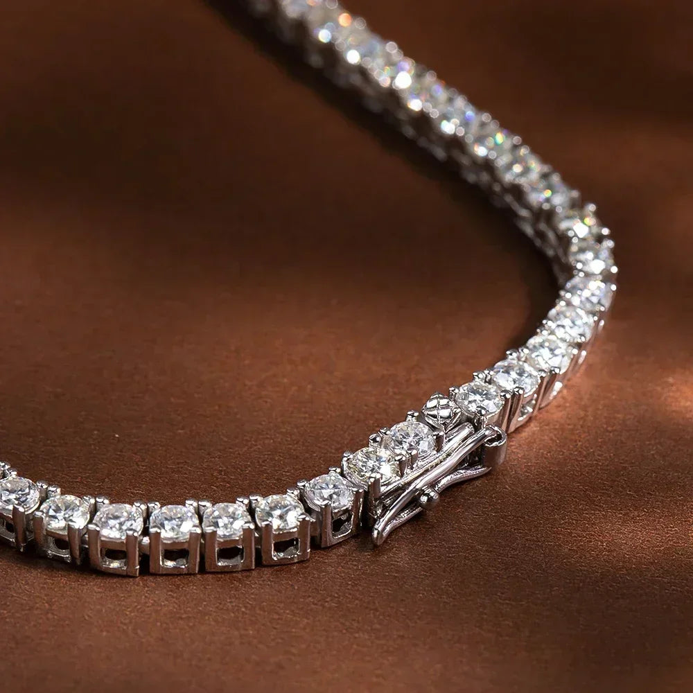 Feobur 6.5-3mm gradiente moissanite tênis colar para mulher espumante cheio de diamante jóias de luxo prata esterlina 925 corrente