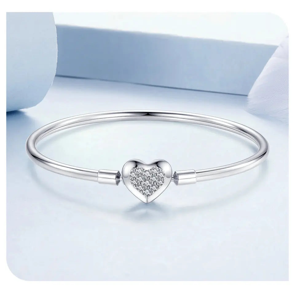 Bamoer autêntico 925 prata esterlina charme pulseira, clássico coração/concha pulseira básica para mulheres charme contas diy jóias bsb192