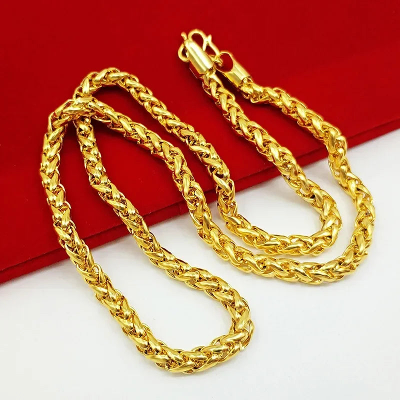Colar de ouro 18K para homens e mulheres joias da moda em ouro corrente tailandesa oca corrente AU750 com certificado