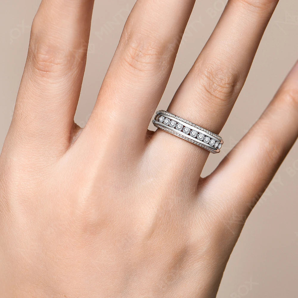 Mintybox s925 prata esterlina moissanite anel d vvs1 laboratório cultivado diamante 1.68ctw anéis de noivado para mulher casamento banda presente