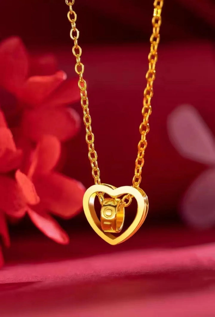 Colar de ouro 18K de alta qualidade, pingente de coração inteligente AU750 conjunto de corrente, corrente de uma peça, corrente de clavícula feminina para mulheres