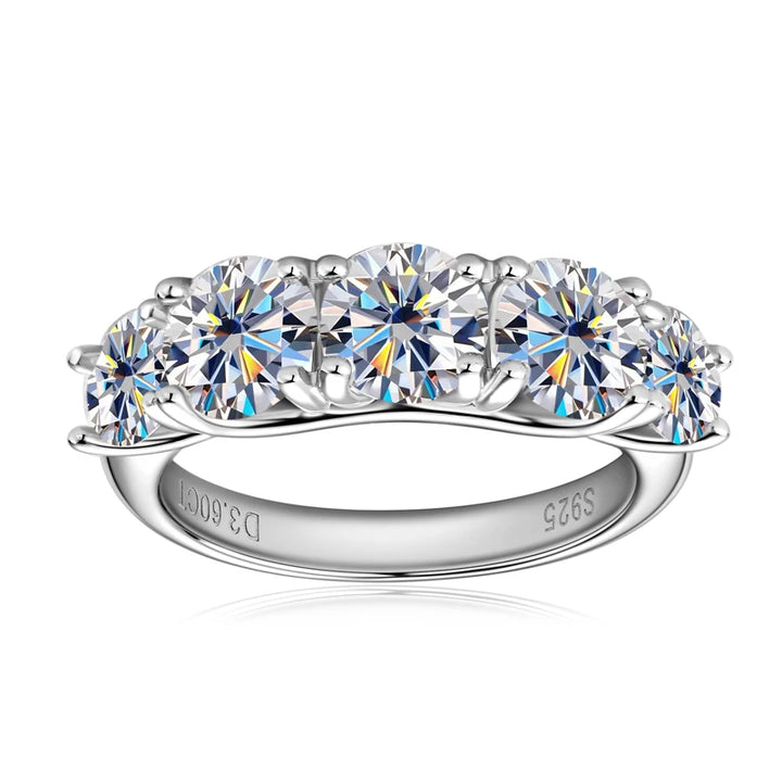 IOGOU-925 Sterling Anéis De Luxo De Prata Para As Mulheres, D Cor, Moissanite Certificado, 5 Pedras, Anéis De Aniversário Originais