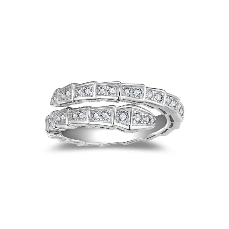 Siga nuvem em forma de cobra anel feminino completo moissanite diamante cobra osso aberto aliança de casamento para casal 925 prata esterlina festa