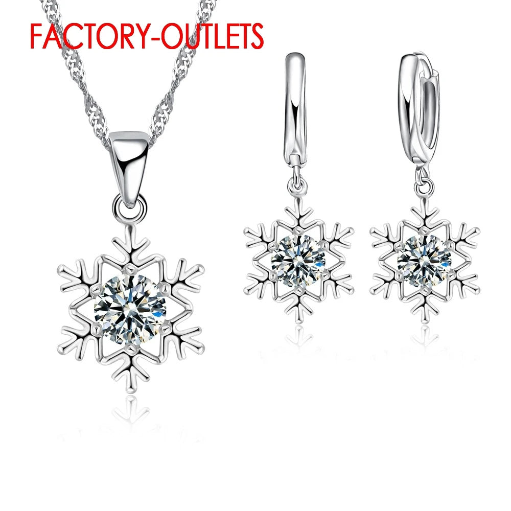 Genuíno 925 prata esterlina conjuntos de jóias de noiva moda jóias forma neve cz zircônia cúbica feminino meninas noivado aniversário