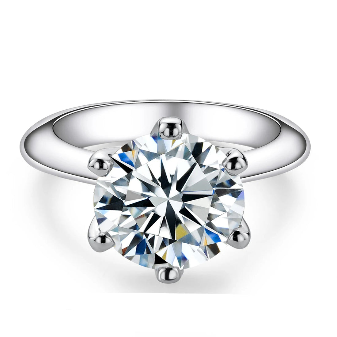 Anujewel 1ct 2ct 3ct 5ct d cor moissanite anel de noivado para mulher 925 prata esterlina banhado a ouro anéis solitários atacado