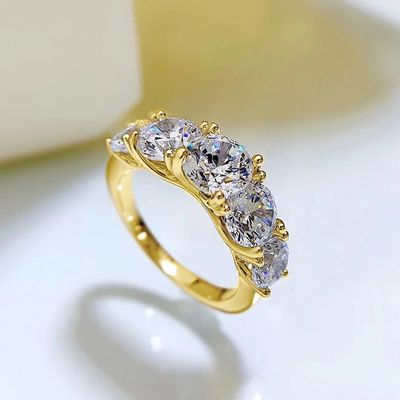 IOGOU-925 Sterling Anéis De Luxo De Prata Para As Mulheres, D Cor, Moissanite Certificado, 5 Pedras, Anéis De Aniversário Originais