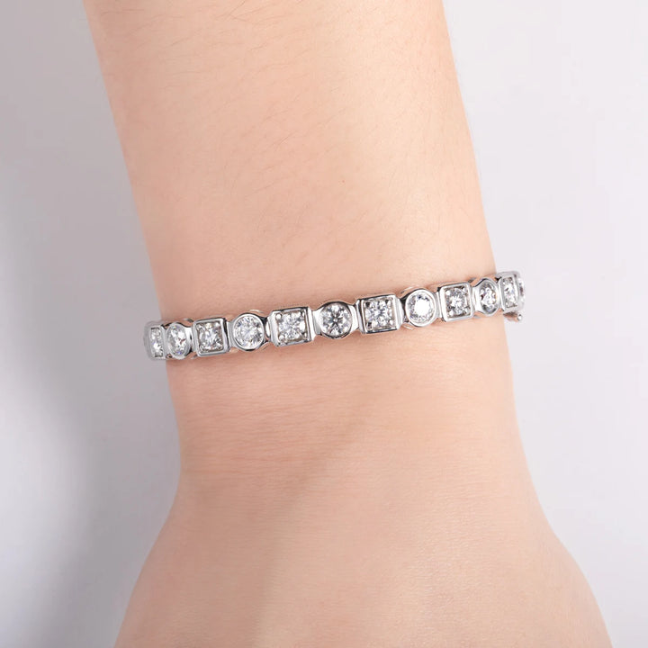Anujewel 4.5mm d cor moissanite diamante luxuoso pulseira de prata 18k branco banhado a ouro moldura pulseiras para mulher jóias presentes