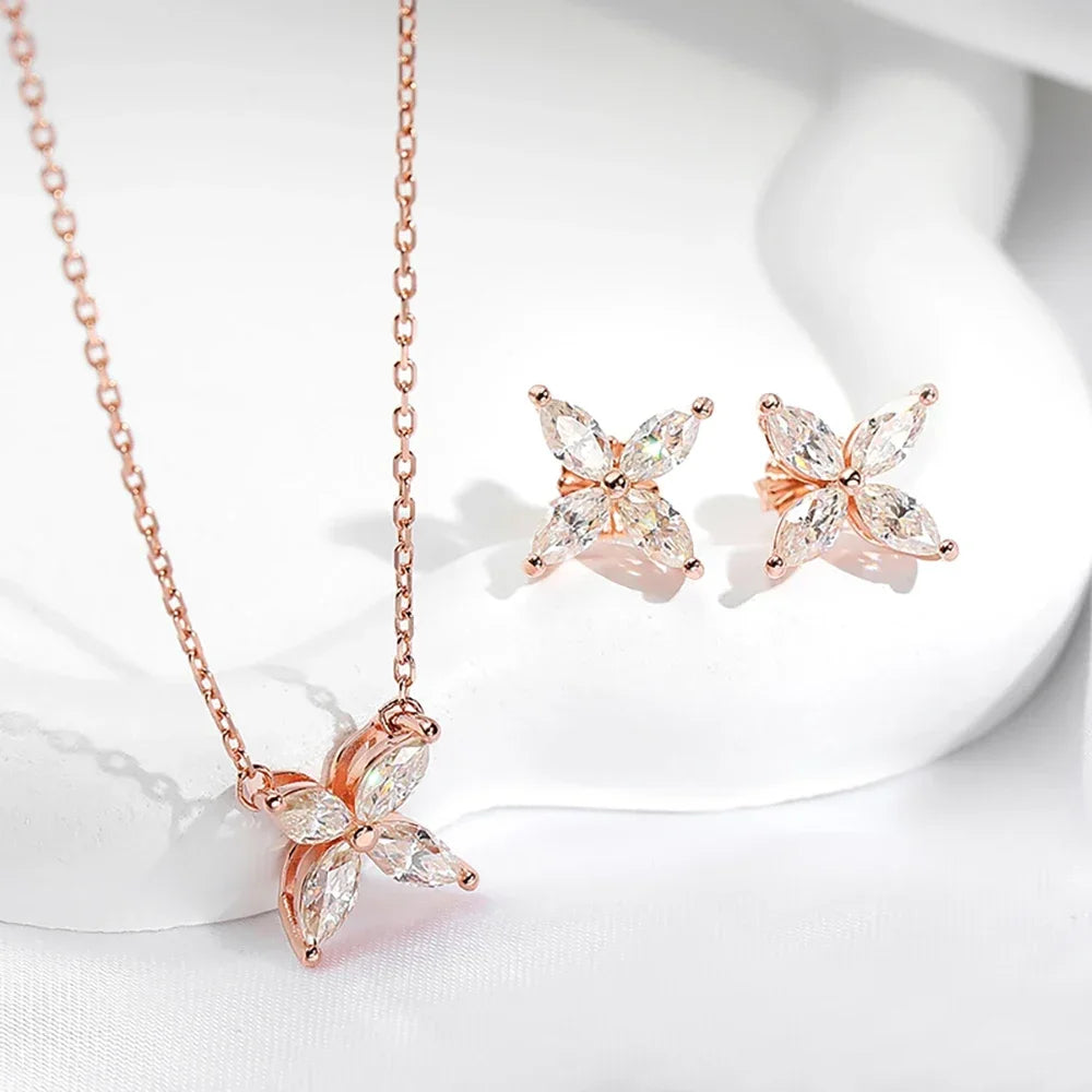 Marquise corte moissanite colar para mulher d cor vvs1 espumante laboratório diamante s925 prata rosa ouro borboleta pingente pescoço corrente