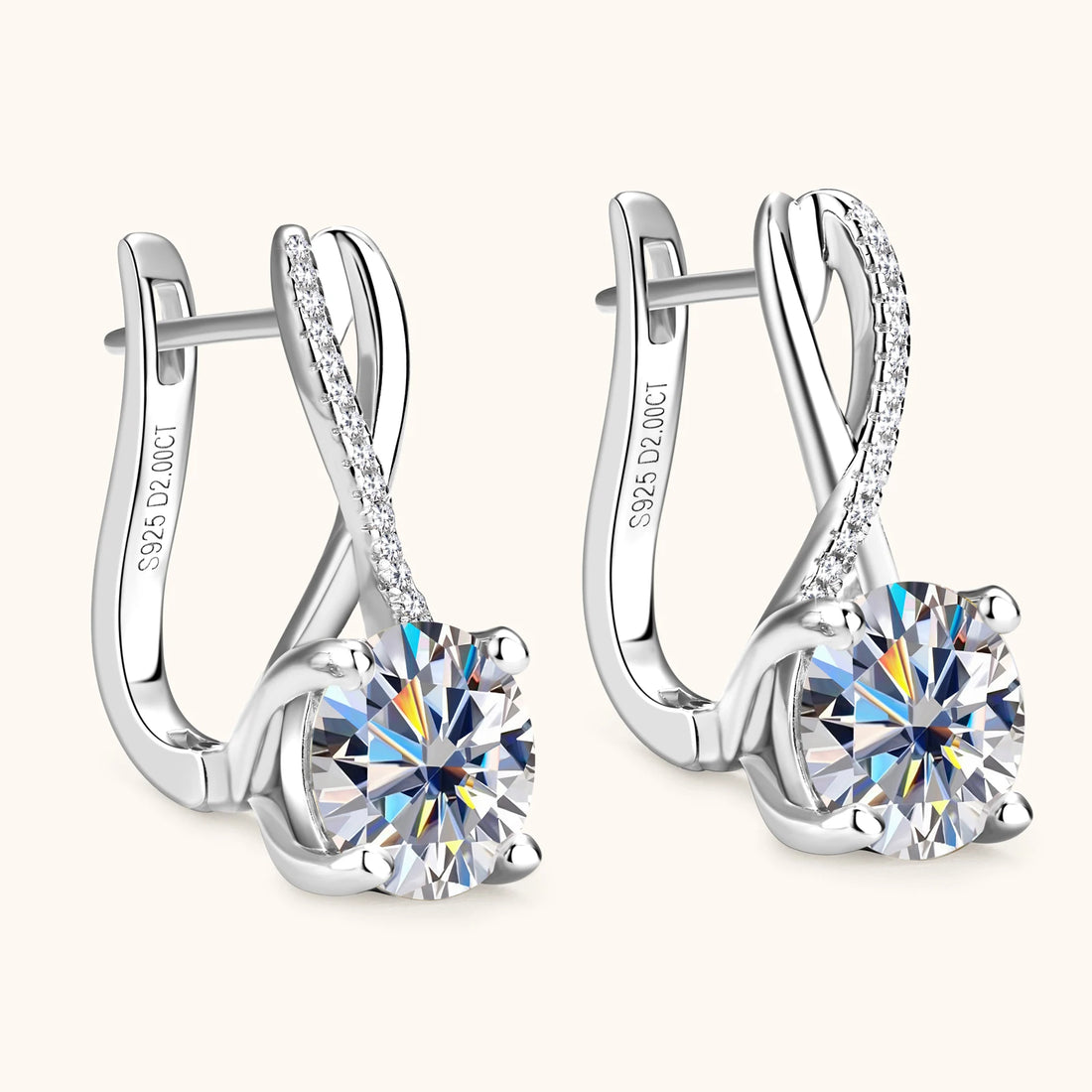 Brincos de argola banhados a ouro 18K 2 quilates Moissanite com certificados 8mm Brinco de diamante de laboratório para mulheres joias de prata 925 originais