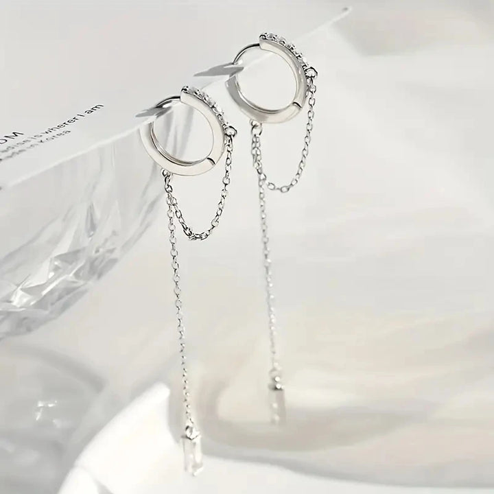 Brincos pendentes de argola com borla prateada elegante, joias requintadas, presente de aniversário perfeito para meninas