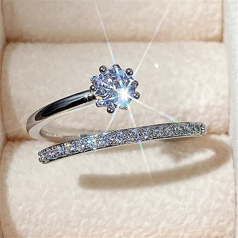 Anéis circulares de prata esterlina 925 para mulheres incrustados de cristal deslumbrante zircônia cúbica joias de declaração para uso diário