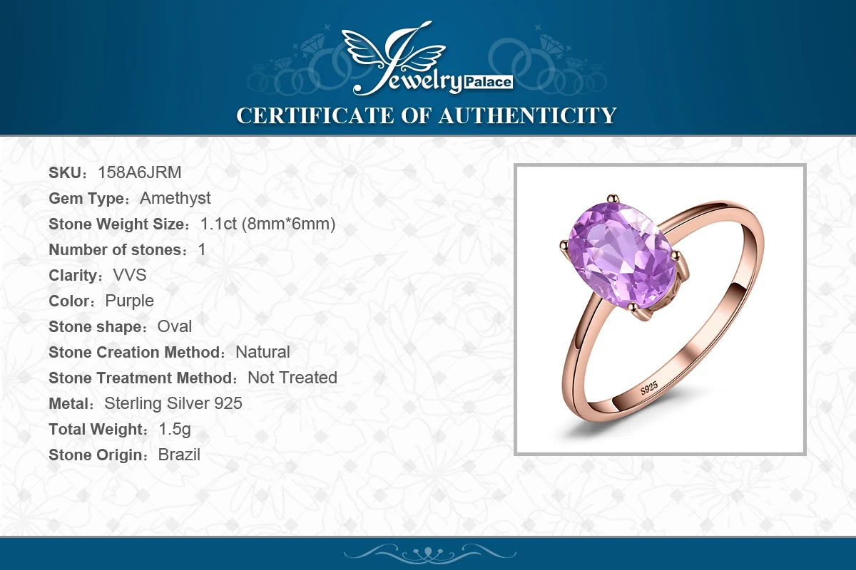 Jewelrypalace rosa ouro amarelo banhado a ouro oval natural ametista citrino granada topázio peridot 925 anel de prata esterlina para mulher