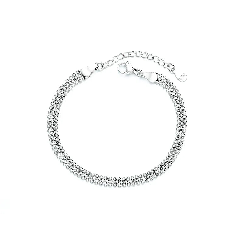 Pulseira circular de corrente de três camadas banhada a prata 925 para mulheres, presente simples e requintado, acessórios de casamento
