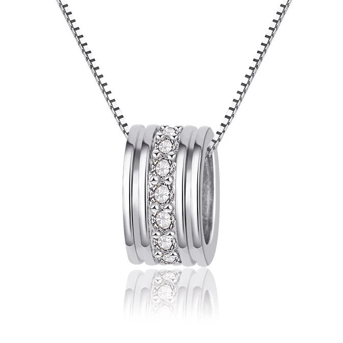 Nova moda 925 prata esterlina rotativa redonda zircão pingente neckalces jóias femininas elegante rosa corrente de ouro strass gargantilha