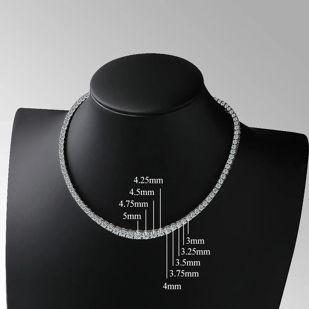 Feobur 6.5-3mm gradiente moissanite tênis colar para mulher espumante cheio de diamante jóias de luxo prata esterlina 925 corrente