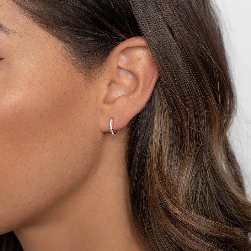 Bamoer 925 prata esterlina zircônia cúbica orelha punhos 18k banhado a ouro cartilagem hoop huggie brincos para mulheres jóias empilháveis