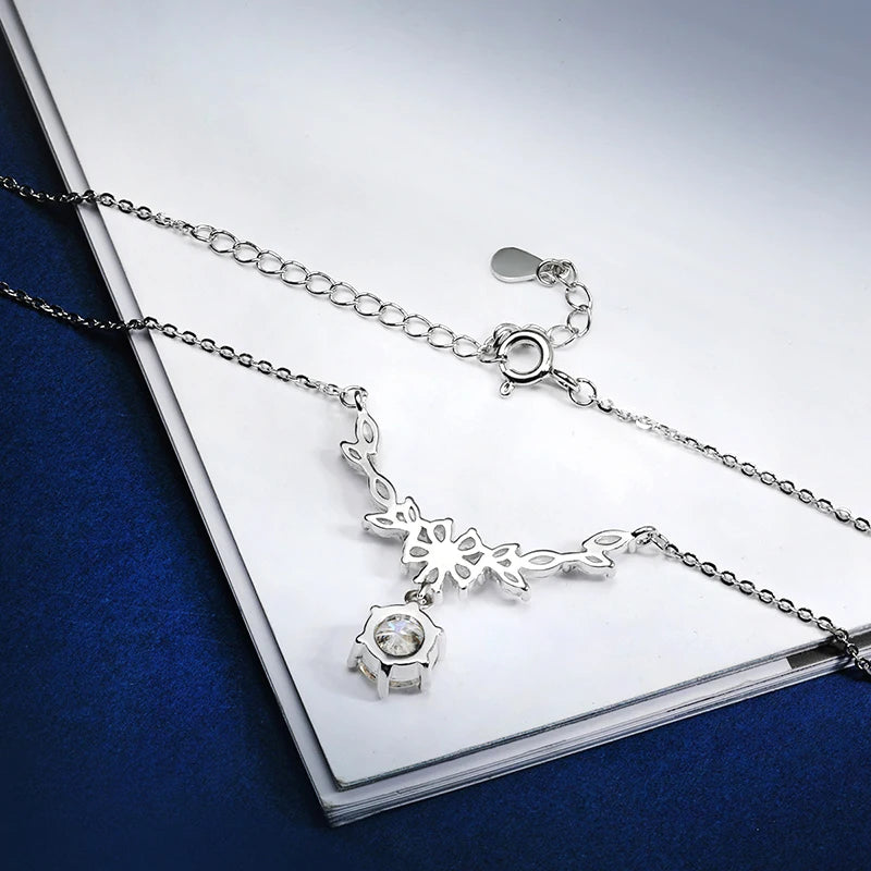 Halaile d cor moissanite s925 prata esterlina cassia galho colar com gra na moda pescoço corrente jóias finas feminino presente de casamento