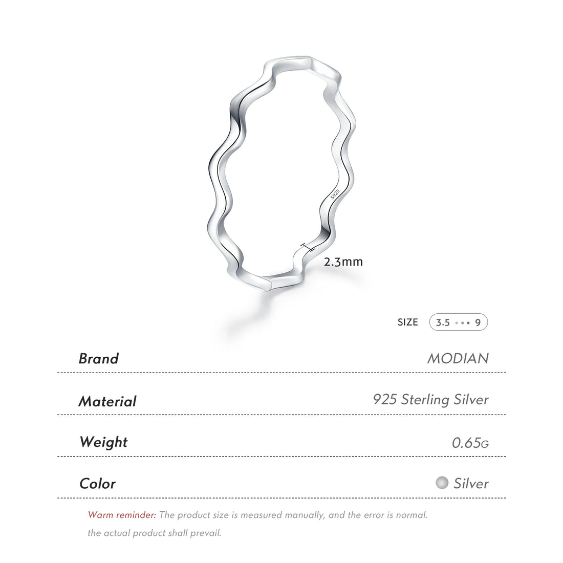 Modian 925 prata esterlina linha onda na moda anel de dedo fino simples empilhável requintado anéis para mulheres menina festa jóias presentes