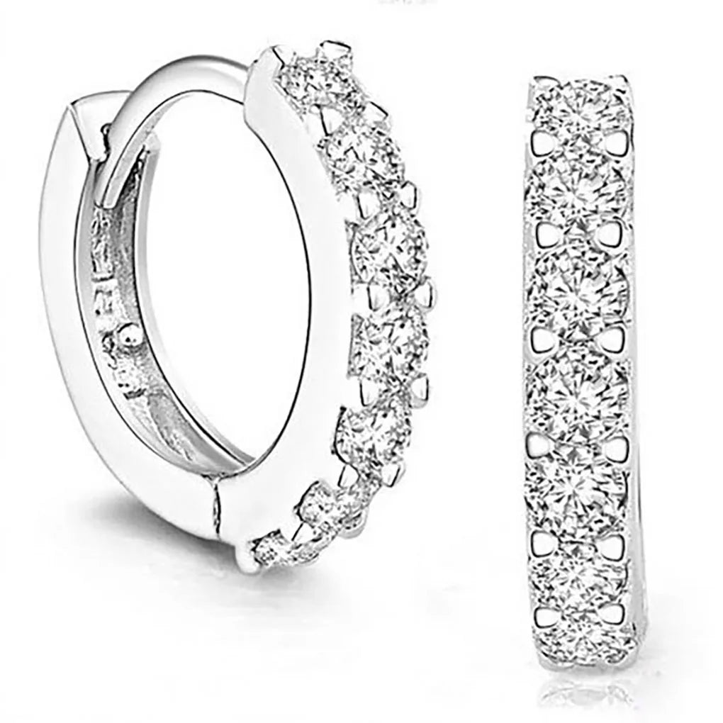 Navio rápido mais novo luxo romântico feminino jóias banhado strass cristal hoop brincos para mulher atacado