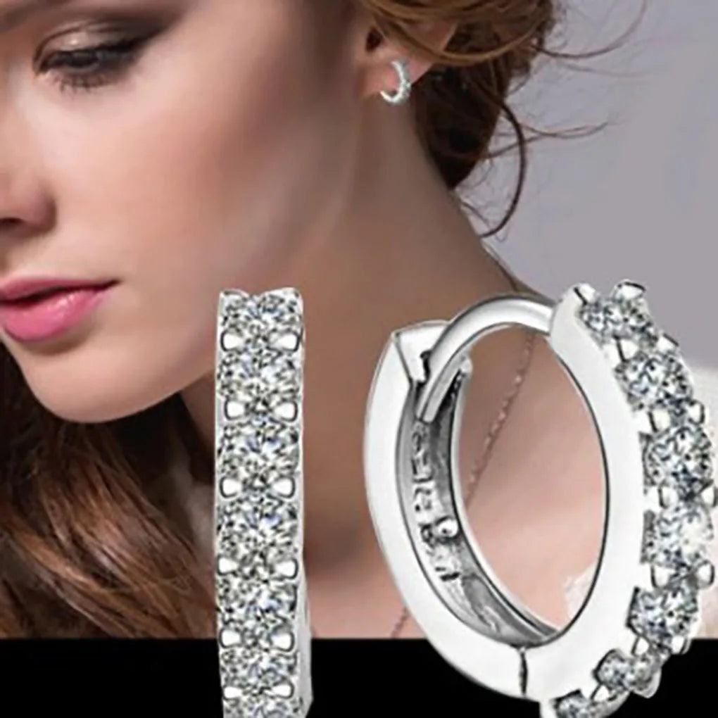 Navio rápido mais novo luxo romântico feminino jóias banhado strass cristal hoop brincos para mulher atacado