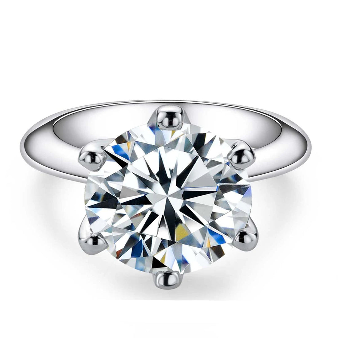 Anujewel 1ct 2ct 3ct 5ct d cor moissanite anel de noivado para mulher 925 prata esterlina banhado a ouro anéis solitários atacado
