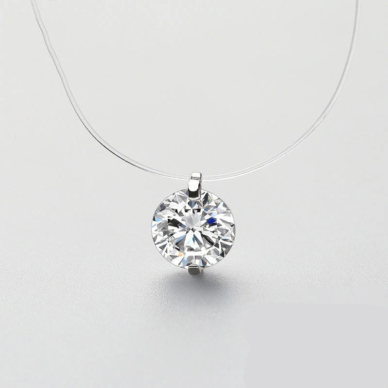 Inzatt 925 prata esterlina zircão cristal pérola pingente gargantilha colar linha de pesca transparente 2020 jóias finas para mulher