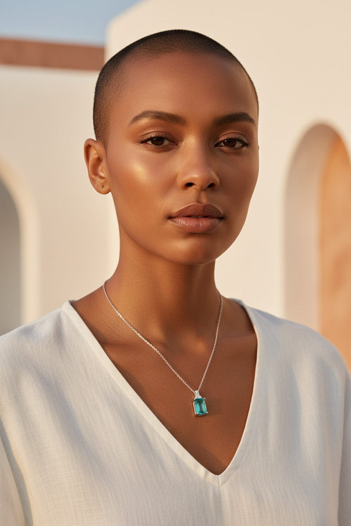 Colar de Luxo em Prata 925 com Zircônia Azul